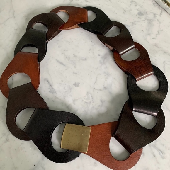 Suzi Roher Accessories - Suzi Roher wood belt with gold buckle